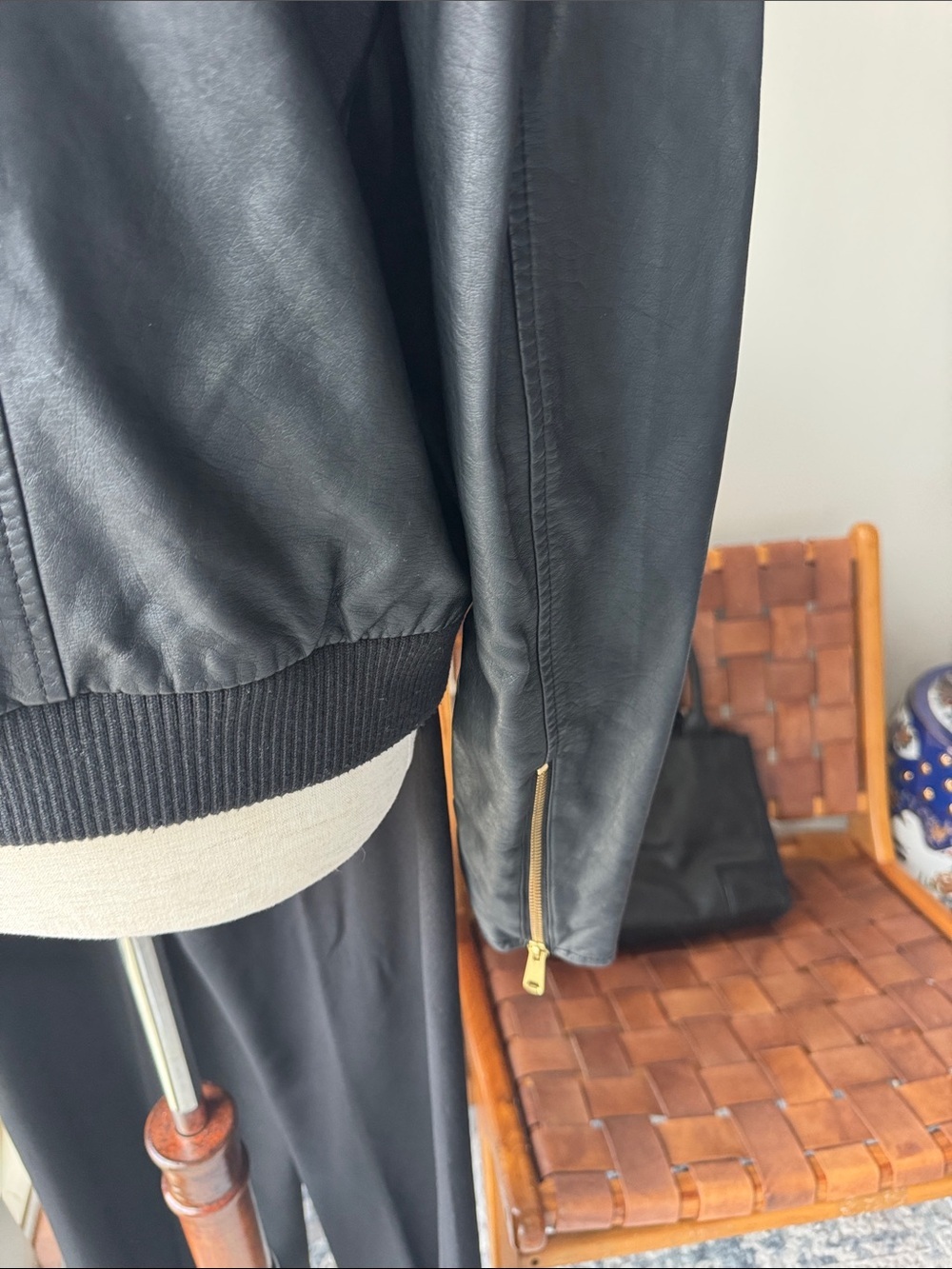 Free People Modern Vegan Bomber Jacket Moto Jacket with Gold Hardware - Picture 6 of 10